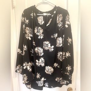 Lucky Brand floral tie-neck blouse